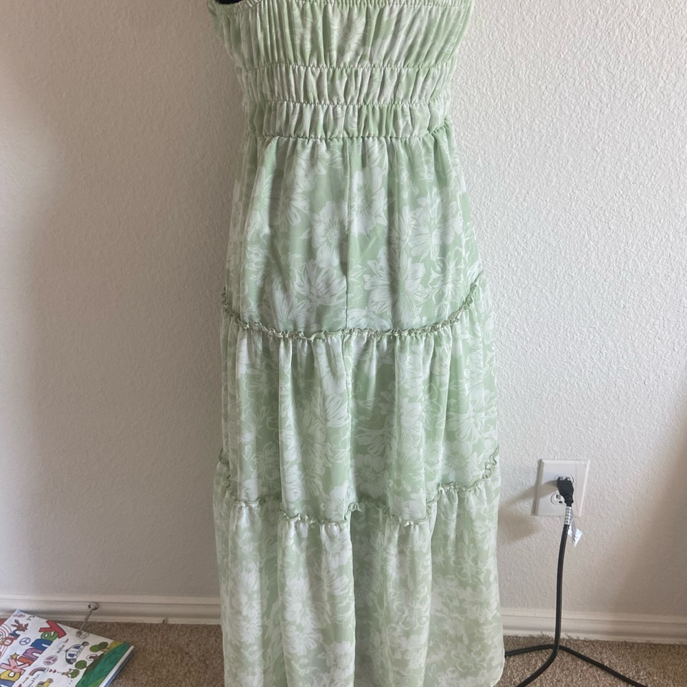 No Boundaries Light Green Floral Dress